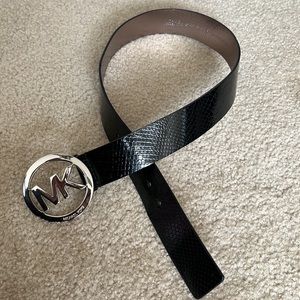 Michael Kors reptile skin print logo buckle belt